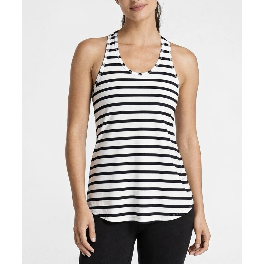 Athleta Striped Racerback Tank Top Polyester Spandex Stretch Size Small